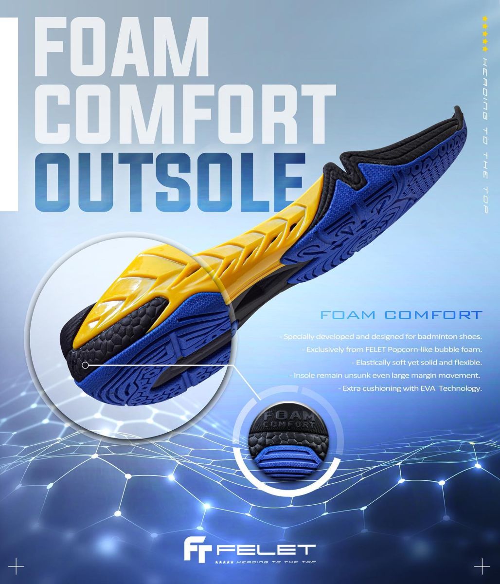 Giới thiệu công nghệ giày cầu lông Felet FOAM COMFORT