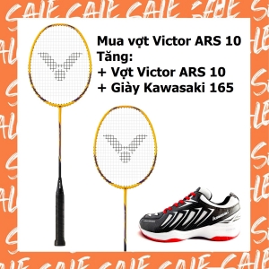 Combo mua vợt cầu lông Victor Auraspeed 10 tặng vợt Victor DX09 + Giày Kawasaki 165 đen trắng
