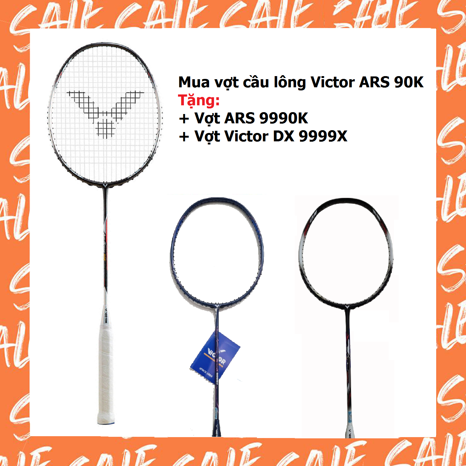 Combo mua vợt cầu lông Victor ARS 90K tặng vợt Victor ARS 9990K   vợt Victor DX 9999X