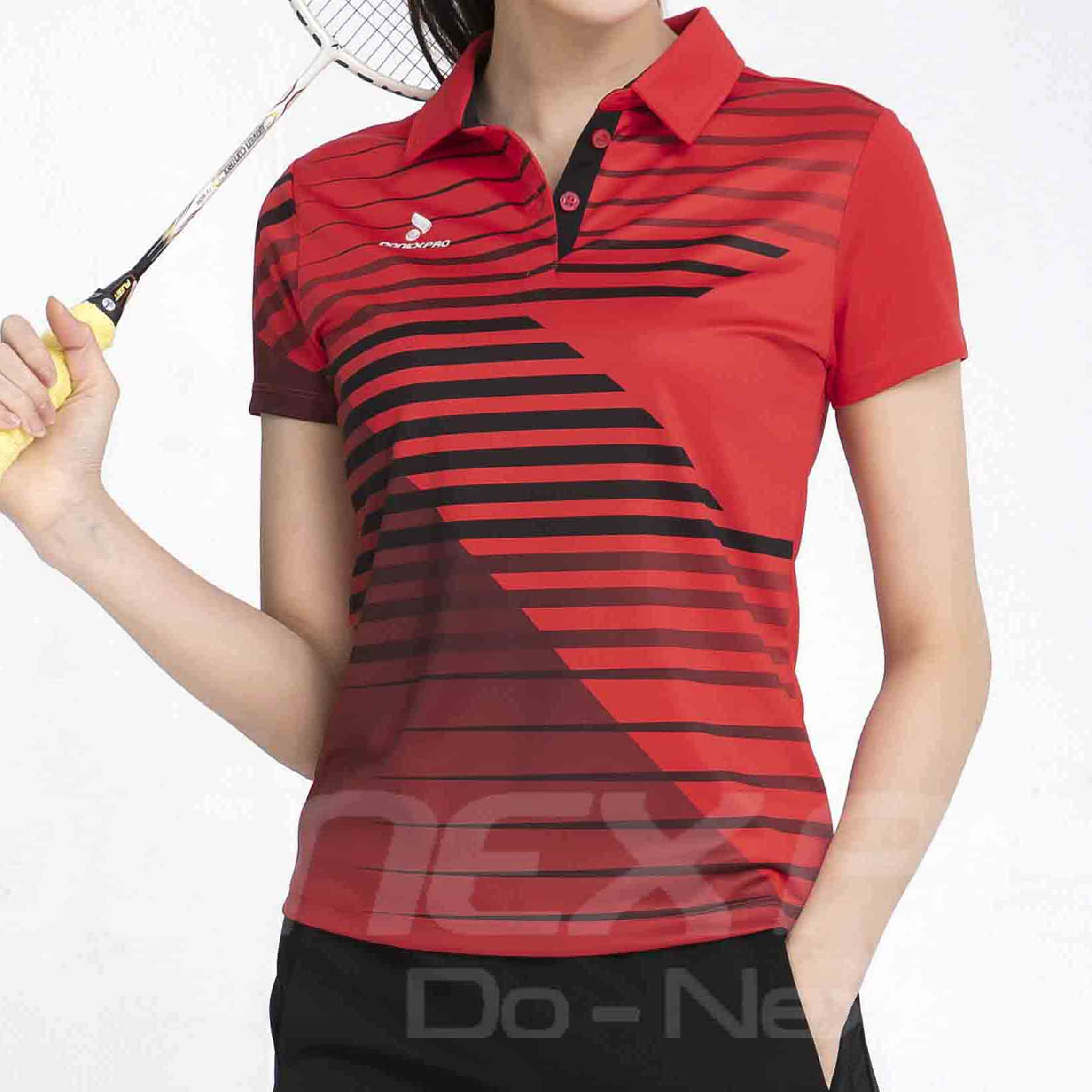 Áo cầu lông Donex Pro AC-3644 nữ đỏ phối đen chính hãng