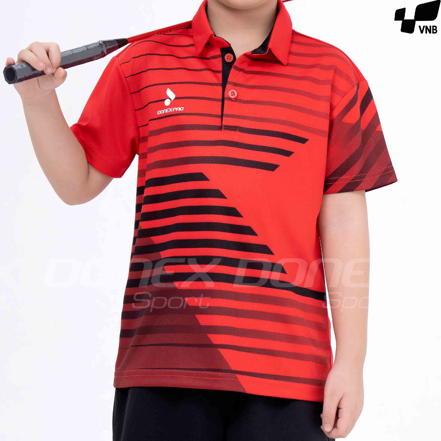 Áo cầu lông trẻ em Donex Pro TC-1044 đỏ phối đen chính hãng