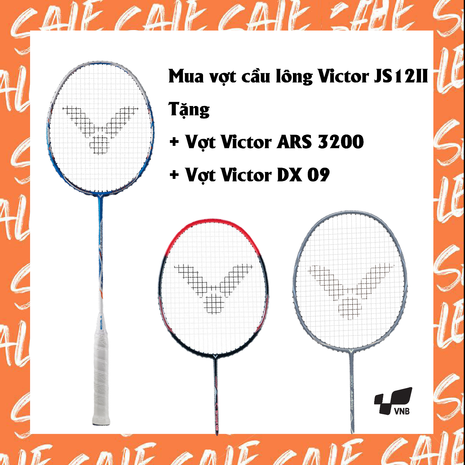 Combo Mua vợt cầu lông Victor JS12II Tặng vợt Victor ARS 3200   Vợt DX 09