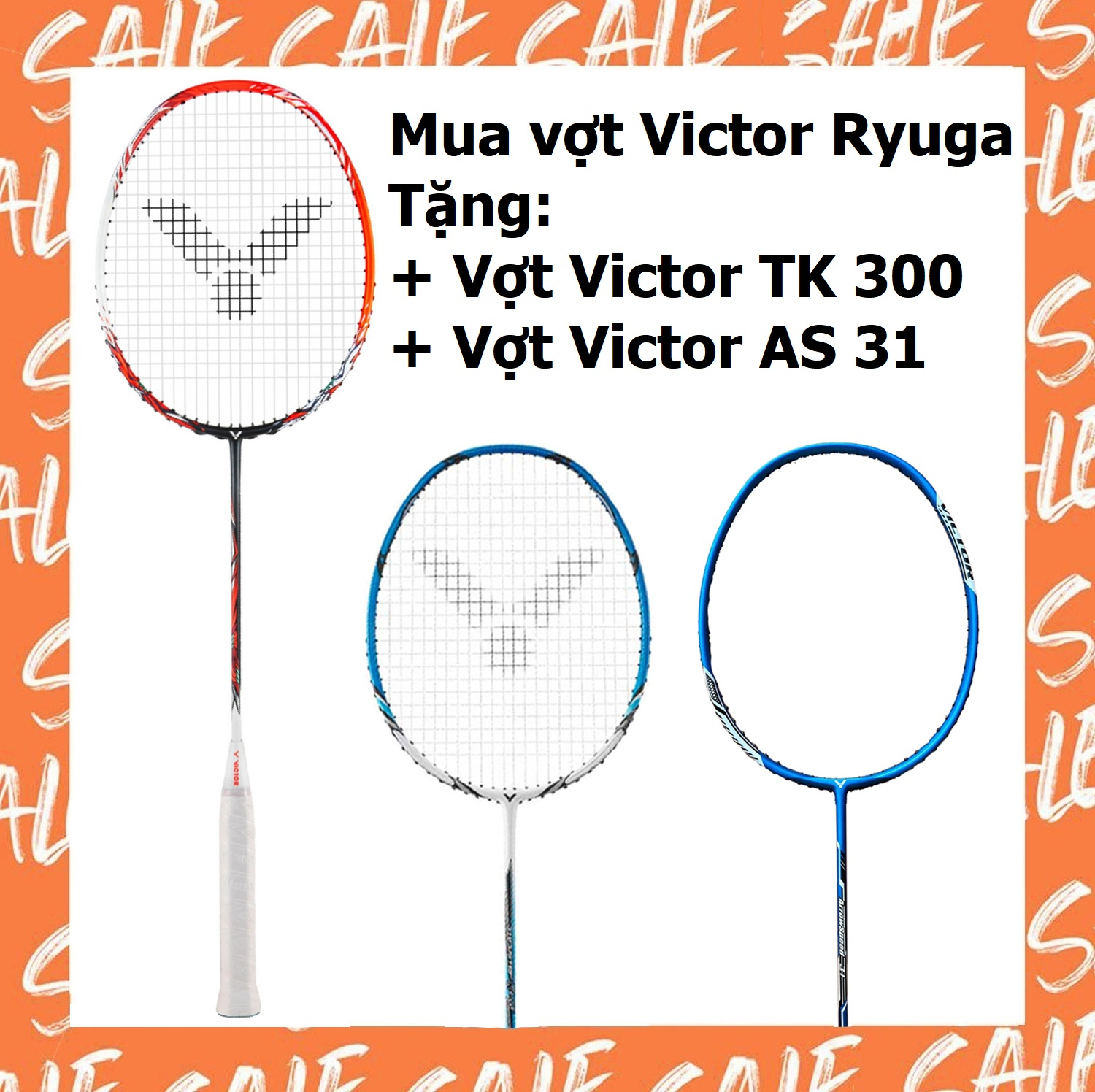 Combo mua vợt cầu lông Victor Ryuga tặng vợt Victor TK 300   vợt Victor AS31