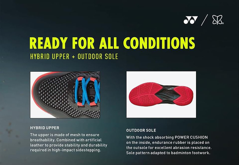 Công nghệ HYBRID UPPER của giày cầu lông Yonex