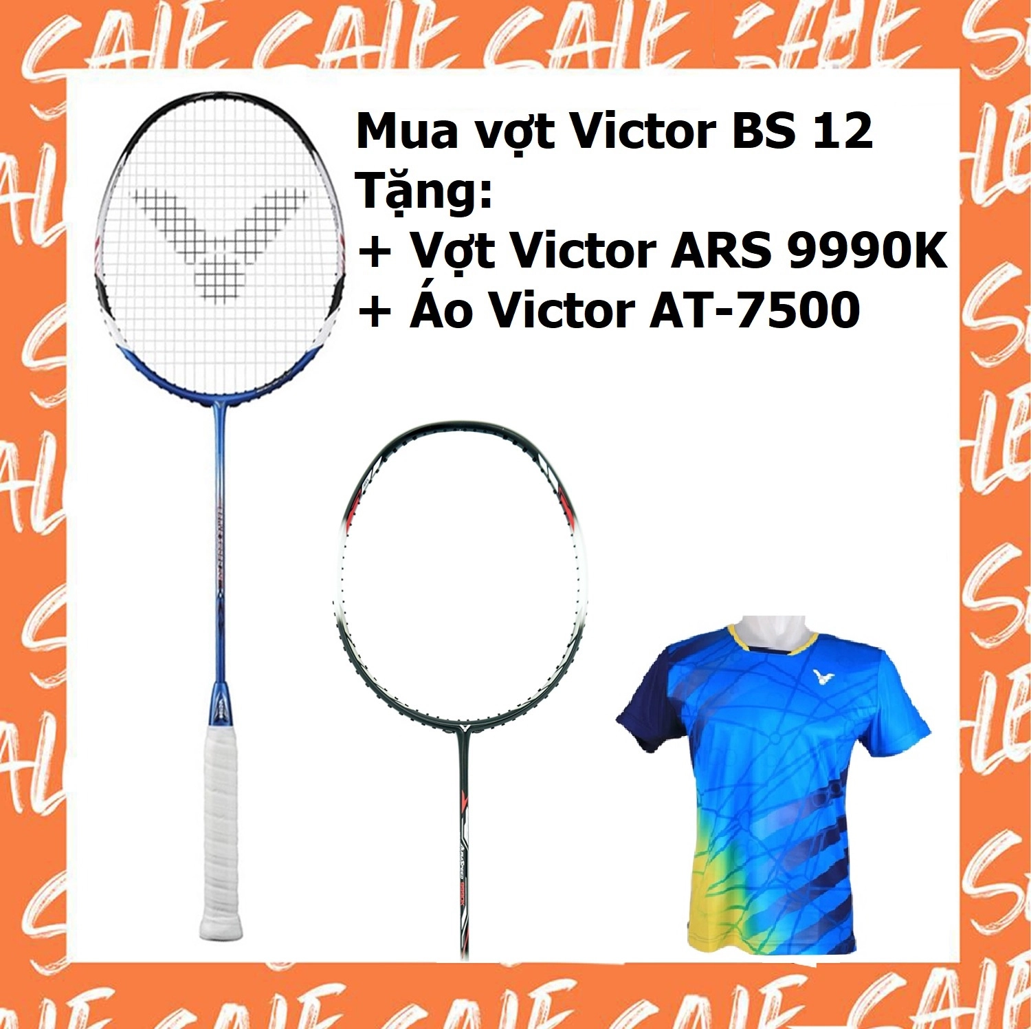 Combo mua vợt cầu lông Victor BS12 tặng vợt Victor Auraspeed 9990K  áo Victor