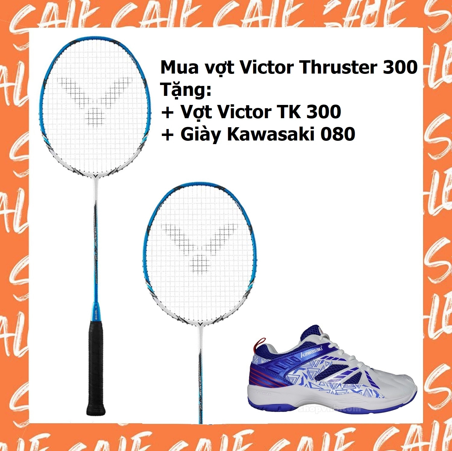 Combo mua vợt cầu lông Victor TK 300 tặng vợt Victor TK 300   giày Kawasaki 080