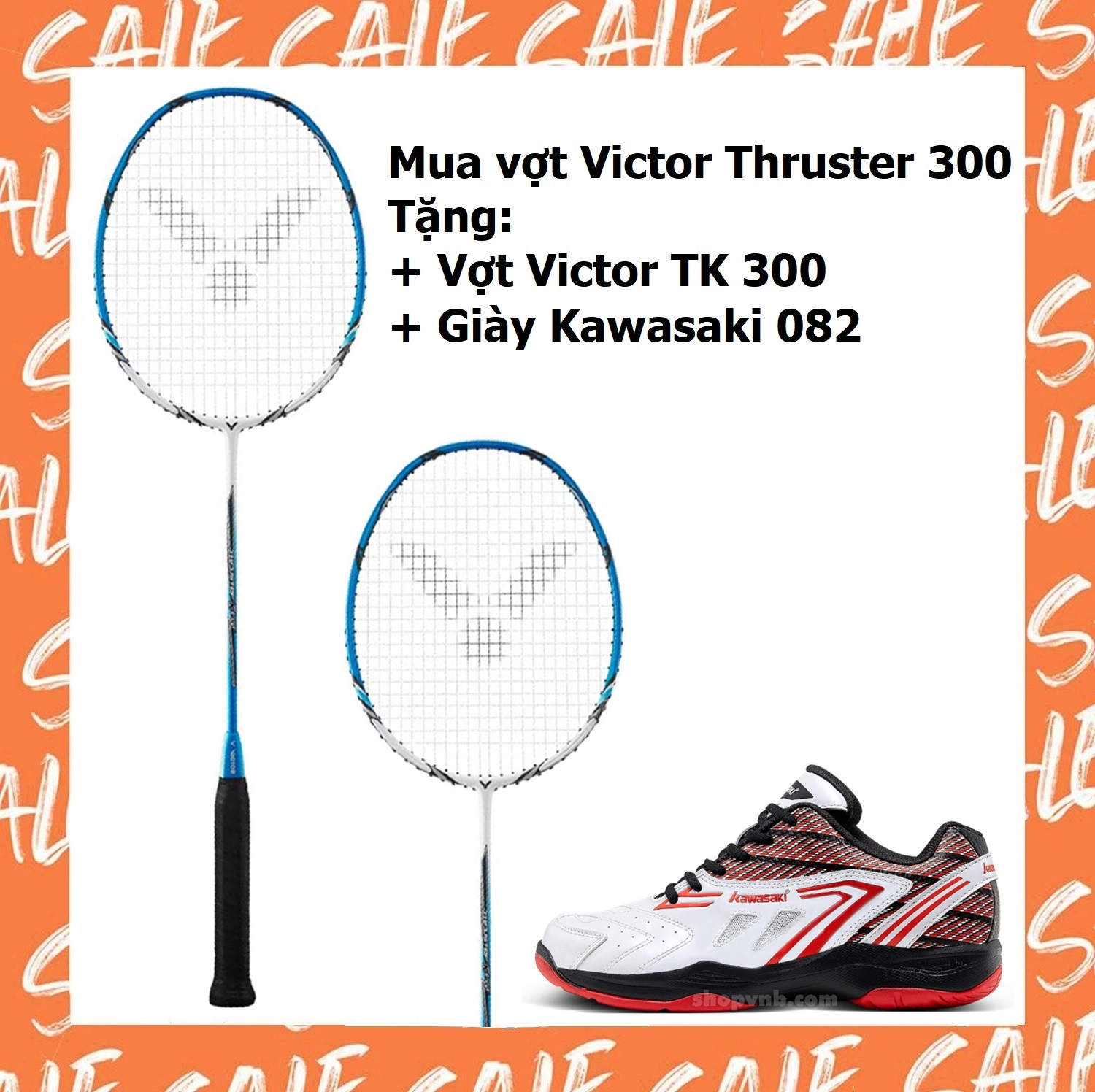 Combo mua vợt cầu lông Victor TK 300 tặng vợt Victor TK 300   giày Kawasaki 082