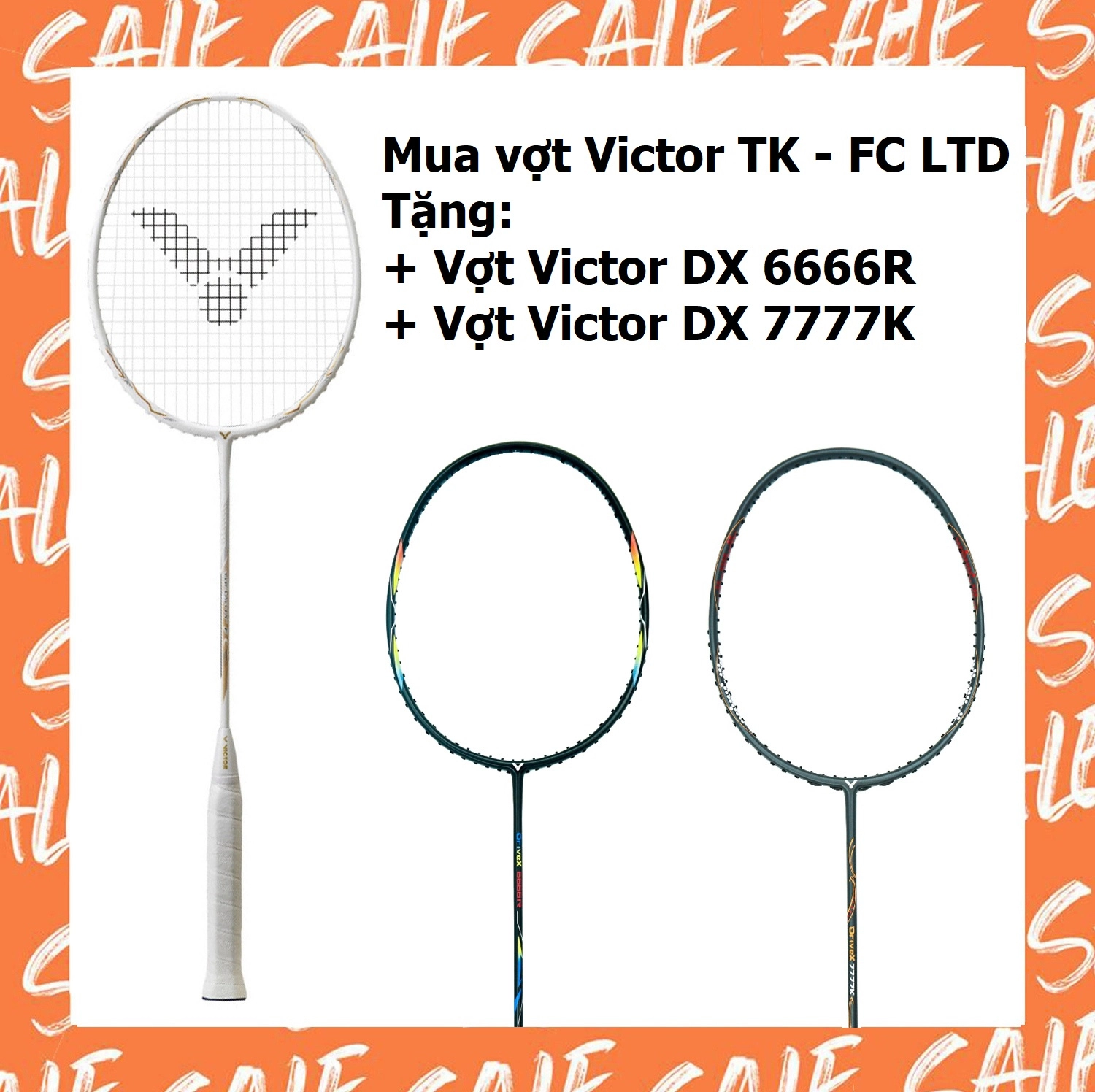Combo mua vợt cầu lông Victor TK - FC LTD tặng vợt Victor DX 6666   vợt Victor DX 7777K
